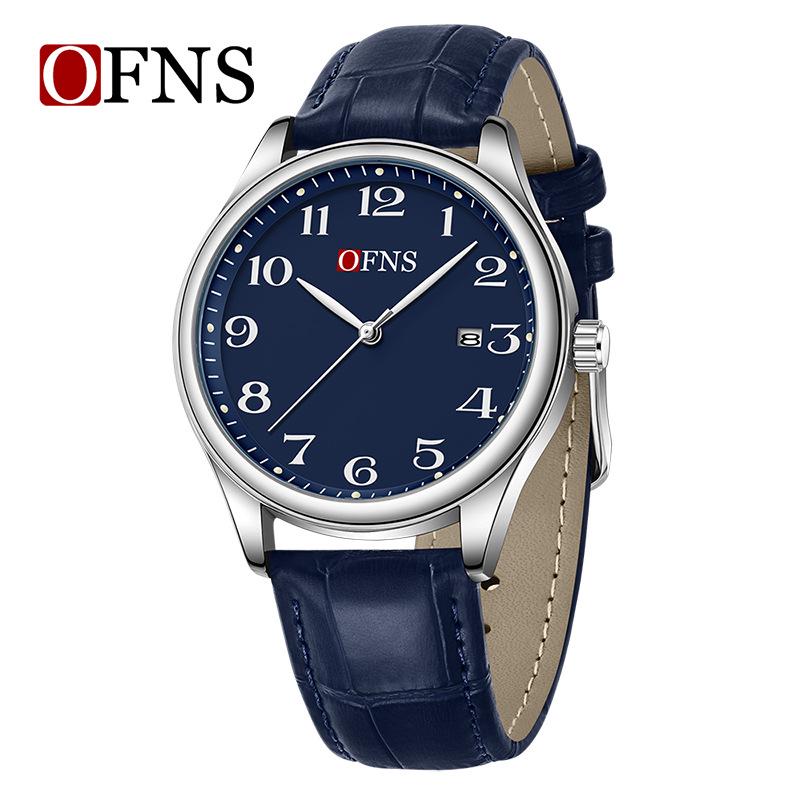 OFNS Couple Watches: Fashionable, Waterproof, Steel Band, Business Luminous Quartz Wristwatches with Calendar for Men and Women.