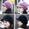 Women Casual Vintage Plush Skullcap Knitted Visor Beret Hat Beanie Hat