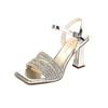 Fashion New Summer Fashion Style Designder Luxury Rhinestone Decoration Women's High Heel Peep Toe Banquet Ladies Shoes Zapatos Mujer