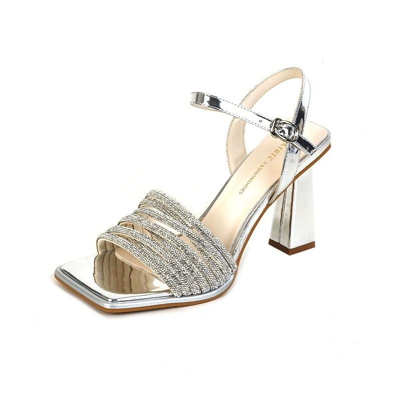 Fashion New Summer Fashion Style Designder Luxury Rhinestone Decoration Women's High Heel Peep Toe Banquet Ladies Shoes Zapatos Mujer
