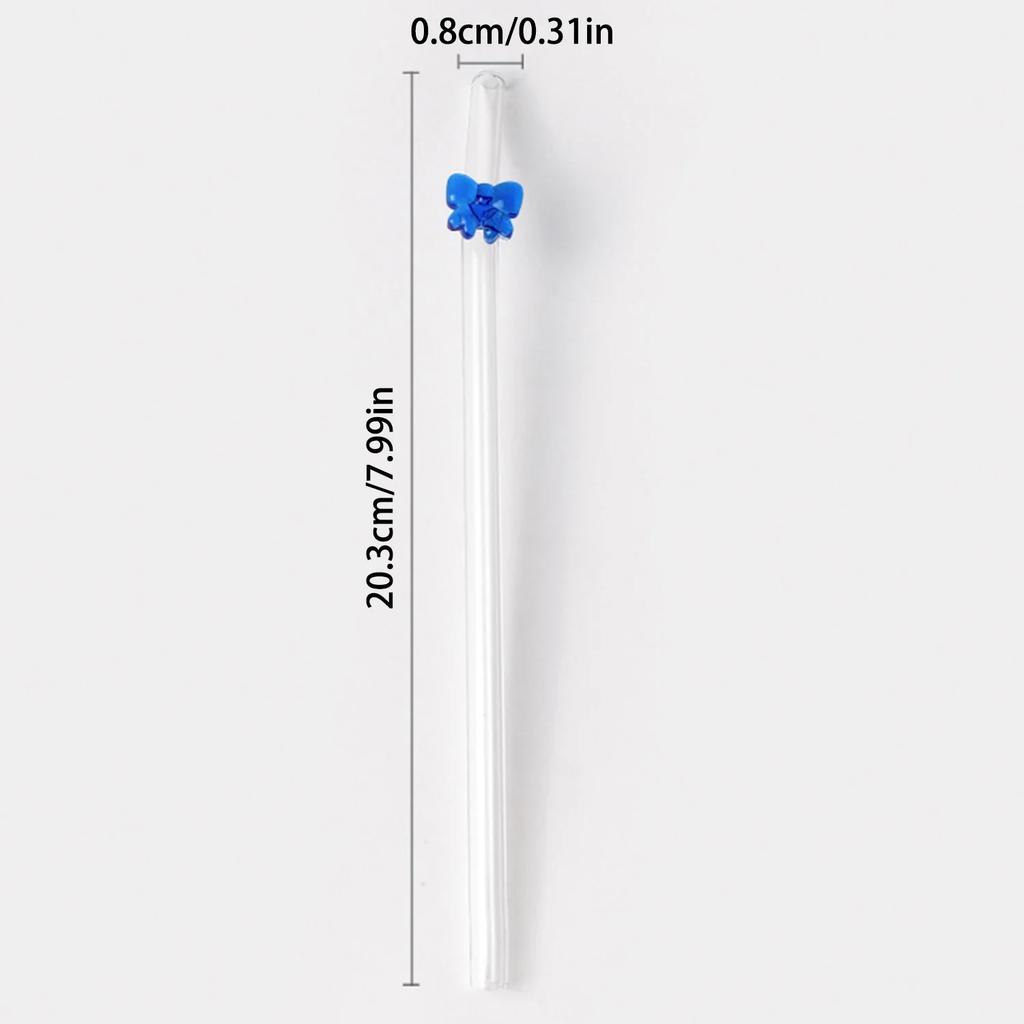 Reusable Drinking Glass Straw Cute Butterfly Flower Shape Straw for Smoothies Juice Milk Bar Accessories Theme Party Bar Tools