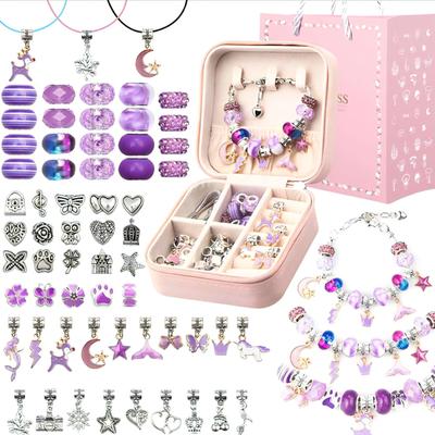 Azumafy Accessory Kit, Bead Set, Girls' Bracelet, Birthday Gift, Accessories, Jewelry Box, Toy (Purple)
