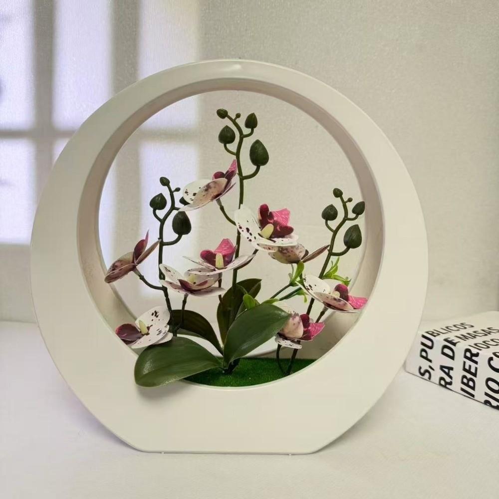 Ornamente Künstliche Orchidee Topfpflanze Dekorative Florale Kunst Mondform Orchidee Topfpflanze Heimdekoration Künstliche Blütendekoration