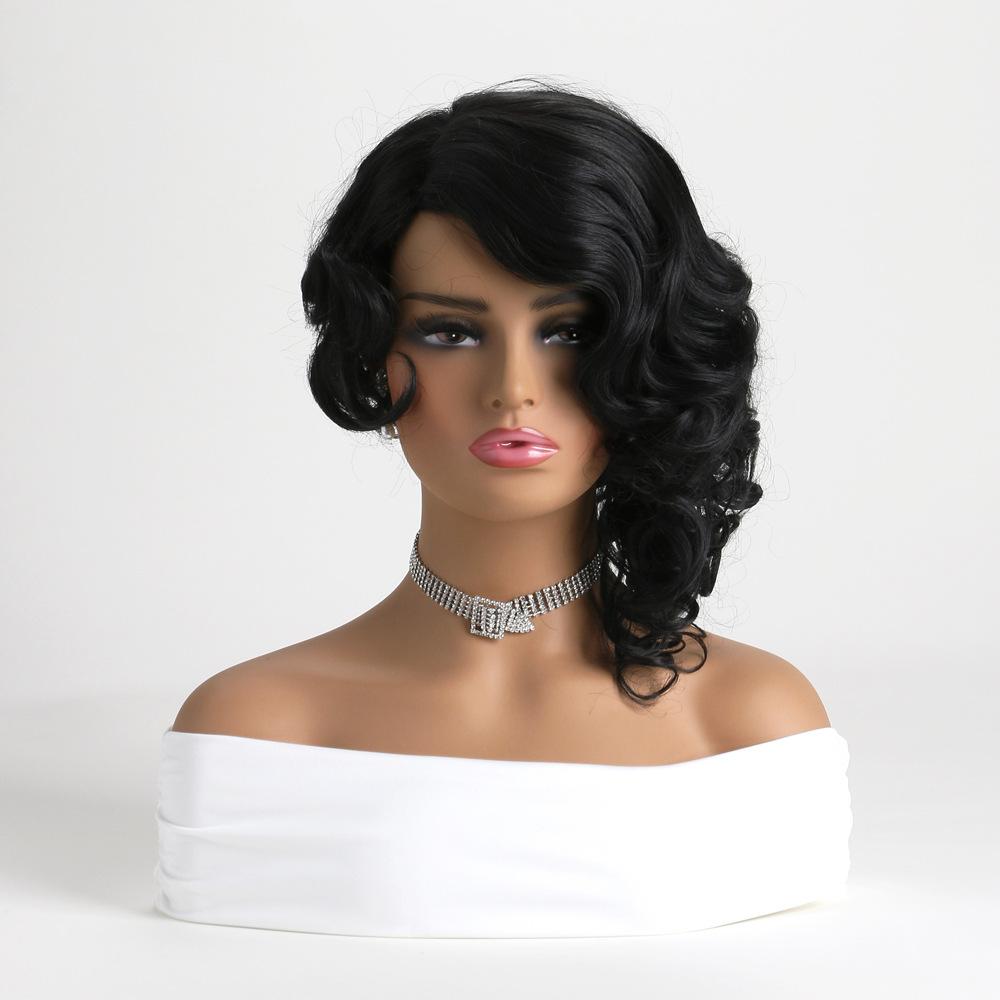 Женский парик в афро-стиле, короткий кудрявый, модный черный синтетический парик-полная шапочка чёрный