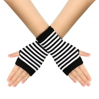 1 Pair Fall Winter Gloves Fingerless Knitted High Elasticity Non-slip Wrist
