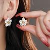 1011 New Trendy Micro-inlaid Zircon Double-sided Full Diamond Ear Buckle Niche Design Advanced Sense Shows Temperament Exquisite Earrings Women
