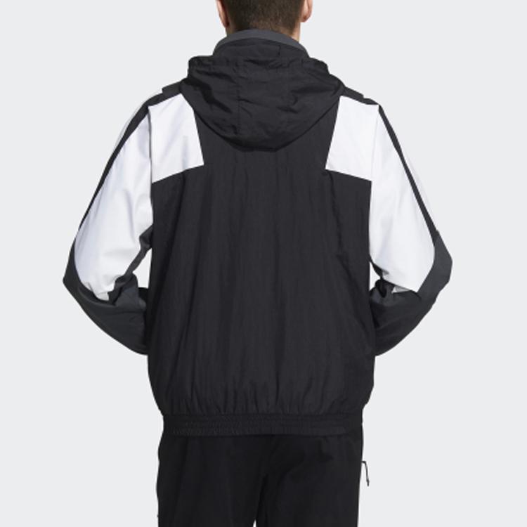 Adidas Colorblock Stand Collar Sports Jacket Men Outerwear Black HE7472