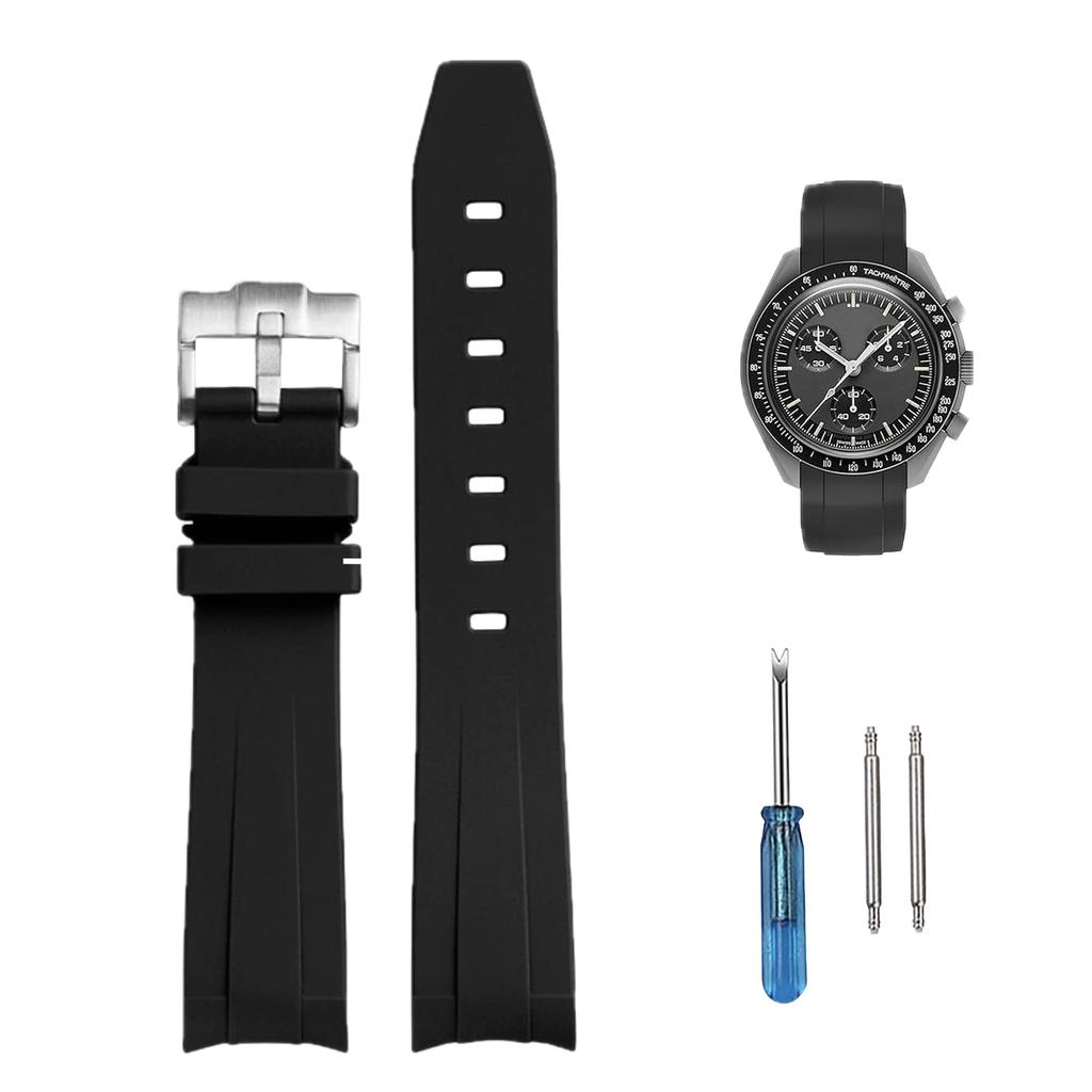 20mm Silicone Watch Band for and Waterproof and Omega, Swatch, MoonSwatch, Speedmaster, Rolex, Seiko. Sweatproof.