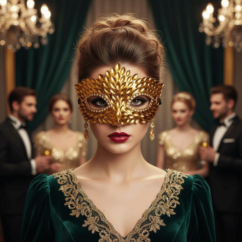 Crowned Masquerade Mask Metallic Party Eyemask Carnival Visor Half Facepiece Techno Rave