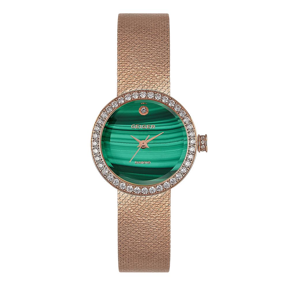 Gaigeo Ge1246Rg Women'S Diamond Natural Malachite Mesh Watch