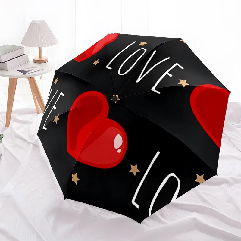 1pc Love Hearts Open/Close Folding Umbrella, All- Portable Umbrella for & Men, Stylish Accessory (Holiday Gift) 8-Rib Yy251213164