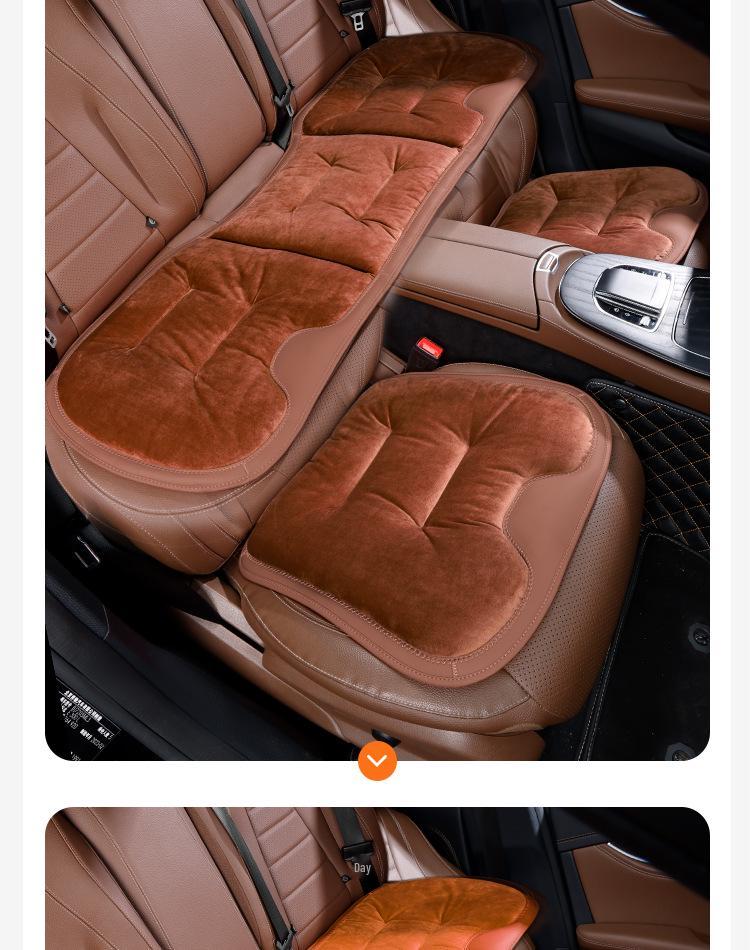 Luxury Flannel Winter Plush Car Seat Cushion for Mercedes-Benz & BMW - Thick, Warm, Three-Piece Rear Set