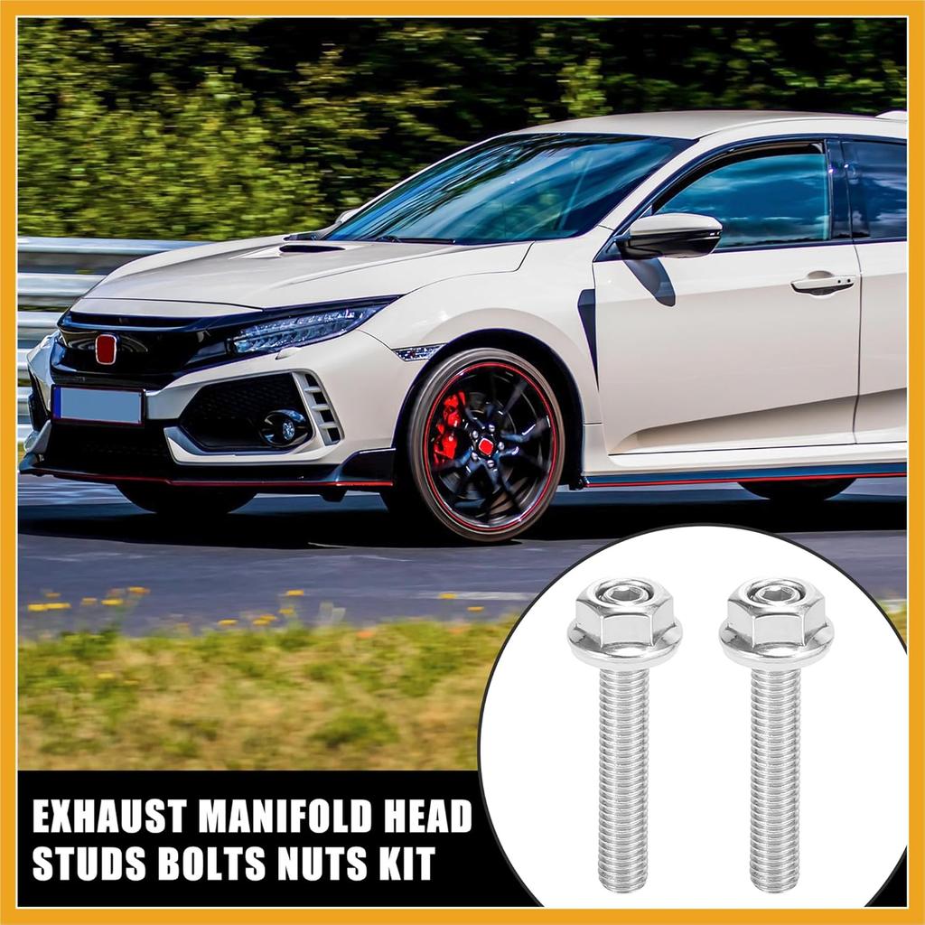 10pcs Stainless Steel Exhaust Manifold Bolt Stud Hardware for Honda for Acura B C D F H K Series Engines Replacement