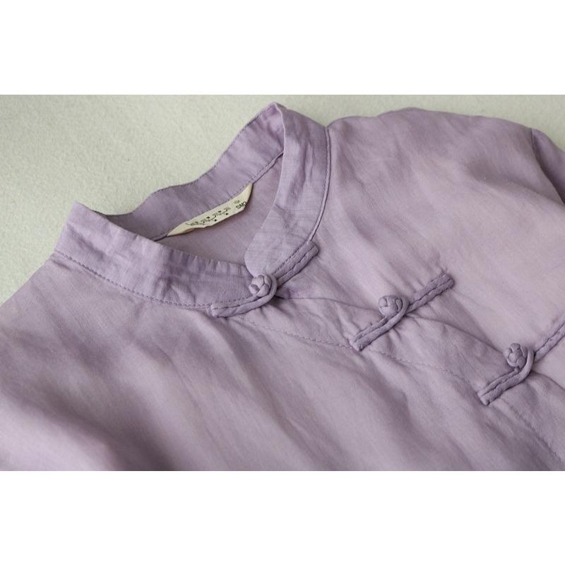 Spring and Summer Stand Up Collar Button Button Dress