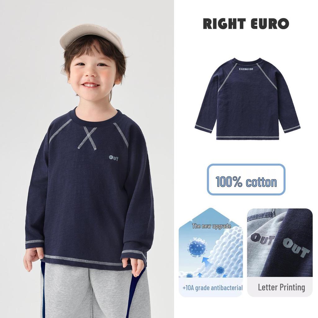 European Boys' Cotton Long-Sleeve T-Shirt, Spring 2026 New Style, Children Baby Toddler Clothing, Spring/Autumn Base Layer Shirt