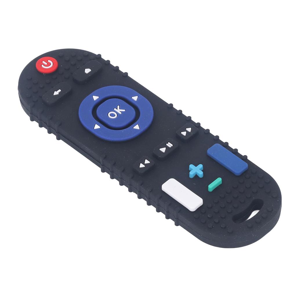 Silicone Teething Toy TV Remote Shaped High Simulation Multi Buttons Textured Baby Teether Black