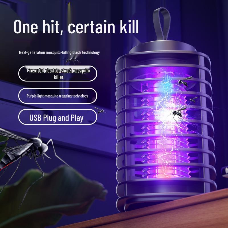 USB Rechargeable Outdoor Mosquito Killer Lamp - Purple Light Electric Shock Mosquito Trap for Camping