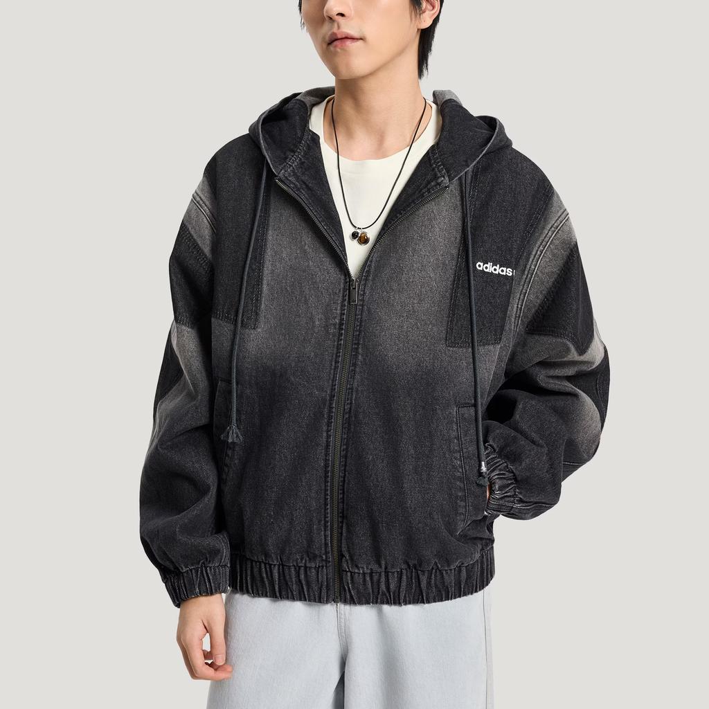 adidas Originály FW25 Džínová bunda Volný střih Zip Sportovní mikina Dlouhý rukáv Džínový kabát Pánské bundy KR5055