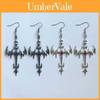 Gothic Silver Cross Earrings Large Steel Handmade Jewelry For Ladies