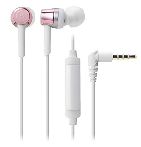 Audio-Technica ATH-CKR30iS PK Kabelgebundene Kopfhörer mit Fernbedienung und Mikrofon für Smartphones, In-Ear-Typ, SoundReality, Pink