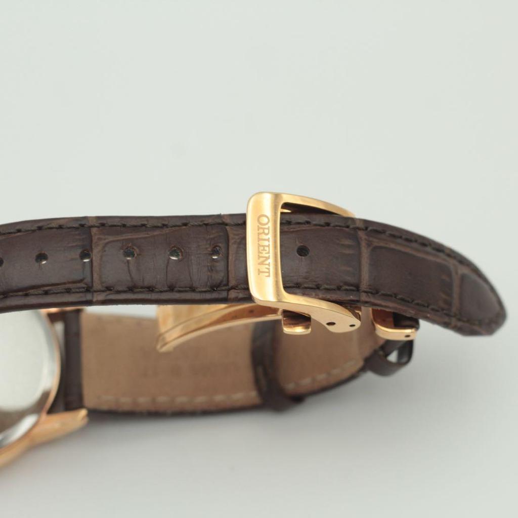 Used ORIENT Watch SUN&MOON Day Date Quartz Gold Brown