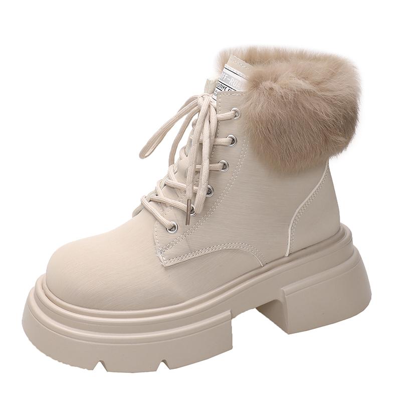 Moda 2024 Wysoka Jakość Damskie Krótkie Botki z Okrągłym Noskiem Okrągły Nosek Jednolity Kolor Sznurowane Odporne na Zużycie Damskie Buty Botines De Mujer