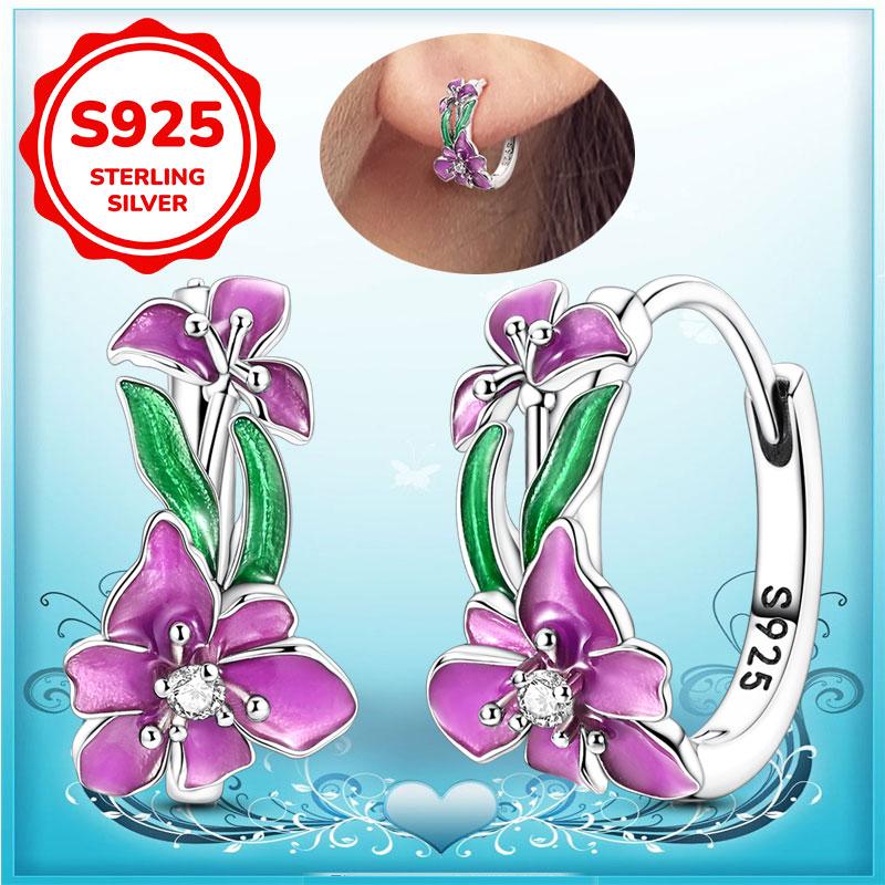 New Earrings 100% Genuine 925 Silver Women Hoop Earring Women's Wedding Engagement Girlfriend Wife Birthday Gift