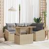 VidaXL 5-Piece Garden Dining Set with Beige Cushions Poly Rattan Acacia 3349832
