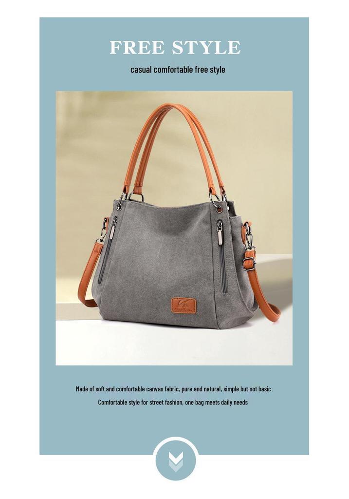 Retro Canvas Women's Crossbody Handbag - Casual Solid Color Shoulder Bag for Students