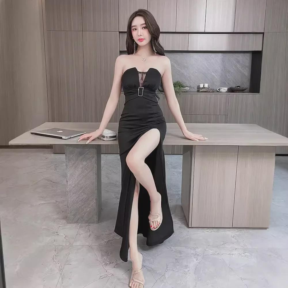 2025 High-End Slim Hollow Tube Top Evening Dress - Sexy, Stylish Nightclub and Banquet Wear