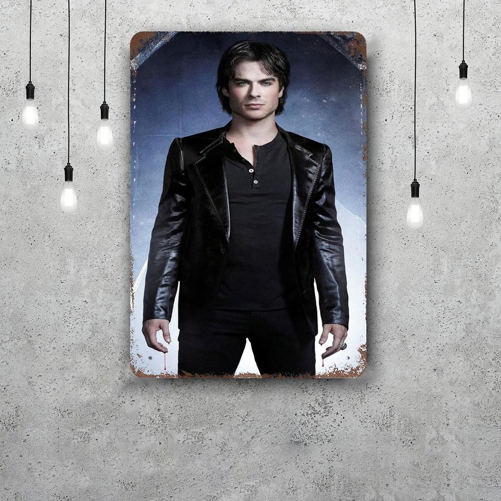 Damon Salvatore Decor Poster Vintage Tin Sign Metal Sign Decorative Plaque for Pub Bar Man Cave Club Wall Decoration
