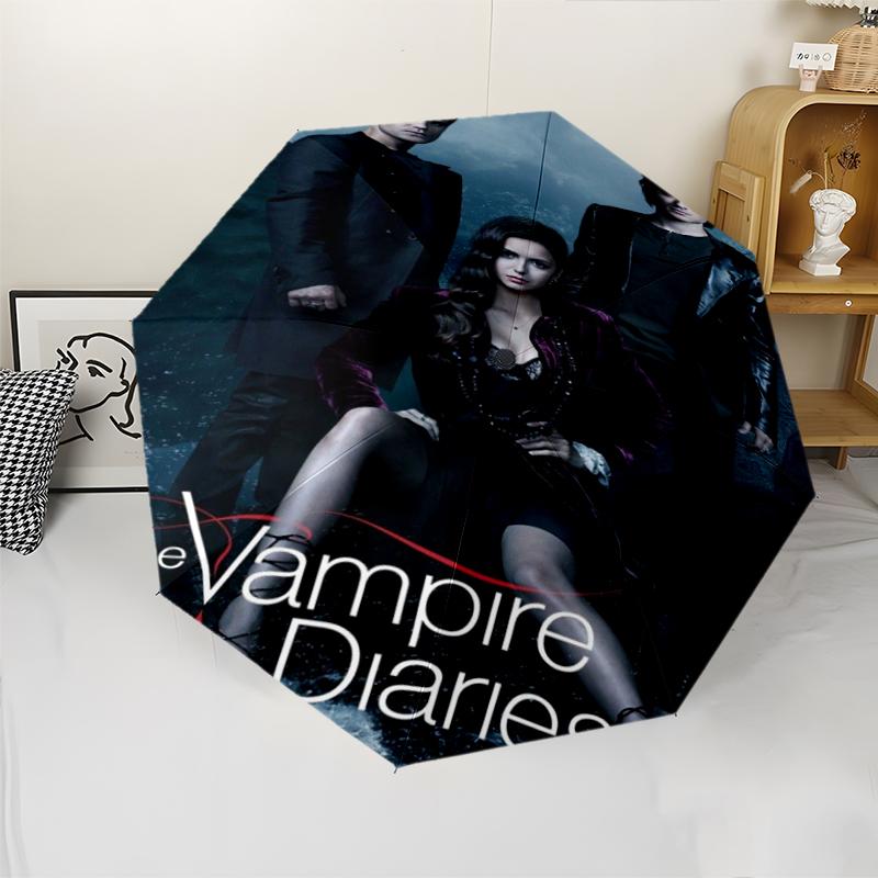 Vampire Diaries Theme Automatic Umbrella, Lightweight & Portable, 8 Rib, Perfect for Outdoor Travel, Birthdays, Christmas, Gifts.