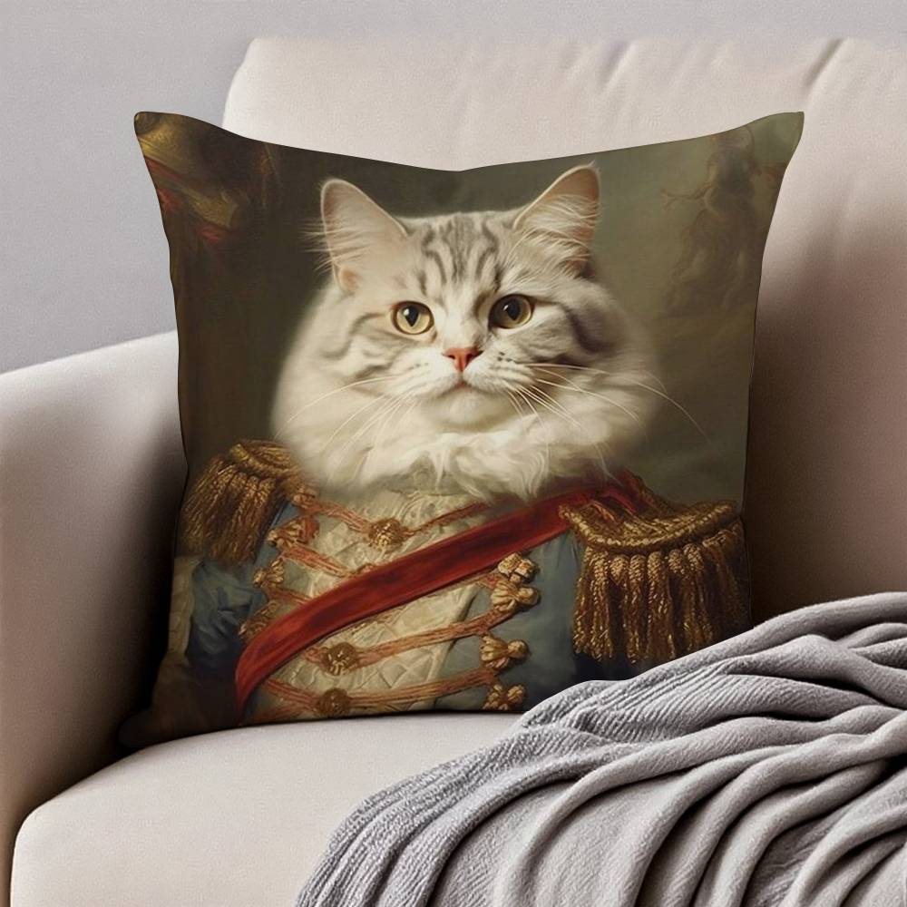 Renaissance Königliche Katze Lustiger Kissenbezug Anti-Hausstaubmilben Unsichtbarer Reißverschluss Sofa Bett