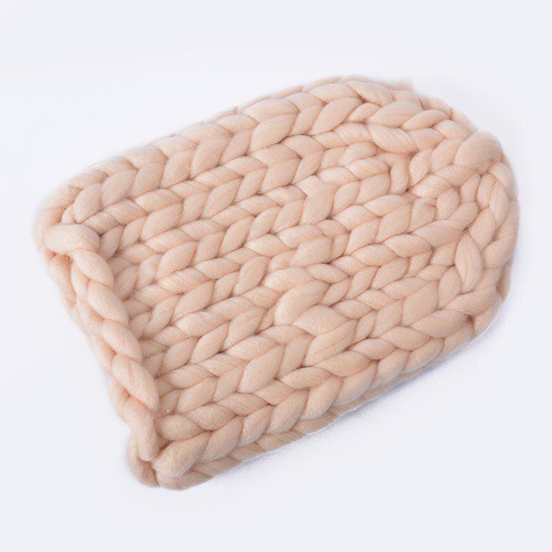 Damemote Vinter Ull Lue Cap Håndlaget Tykke Grove Linjer Strikket Beanie Caps