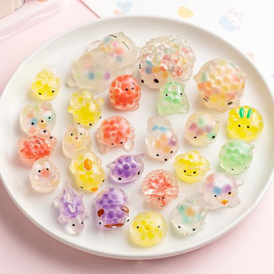 10Pcs Animal Squishes Toys with Water Beads Mini Doll Soft TPR Flexible Pinch Toy Decompression Lovely Sensory Stress Balls Squeeze Toys Party Favor