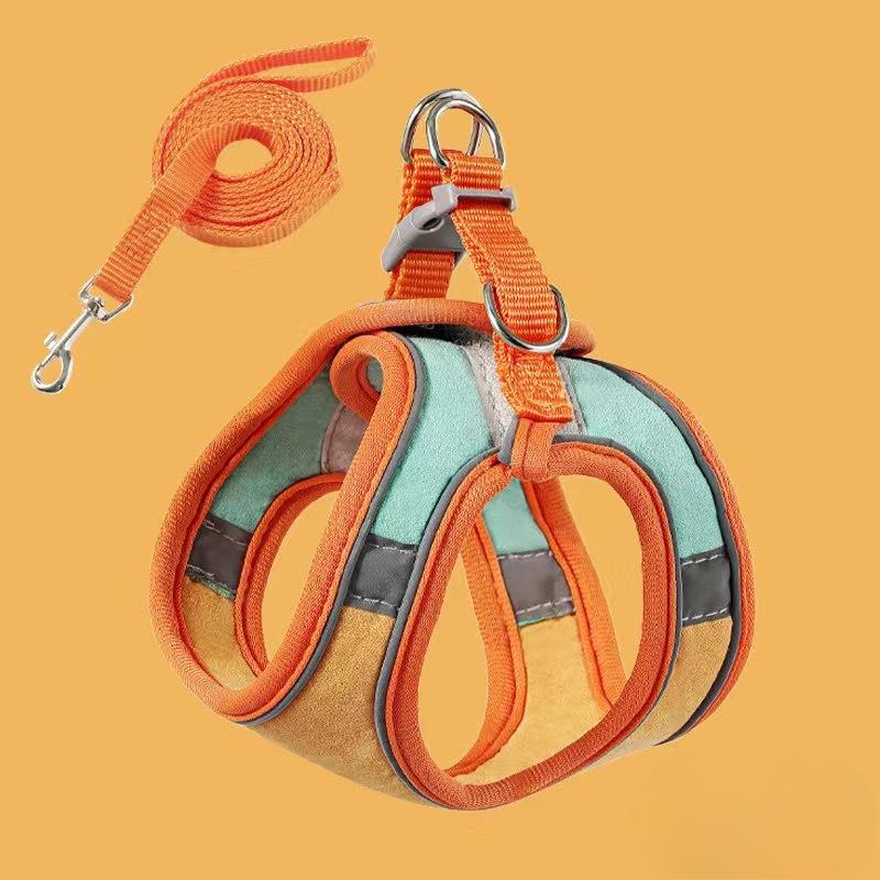 Cute Vest-style Chest and Back Protection for Kittens, Velcro Safety Buckle, Reflective Pet Cat Leash