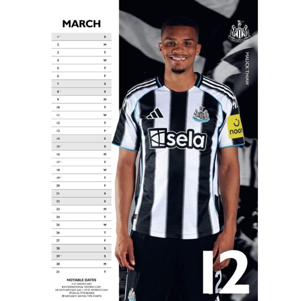 Newcastle United FC 2026 A3 Wall Calendar
