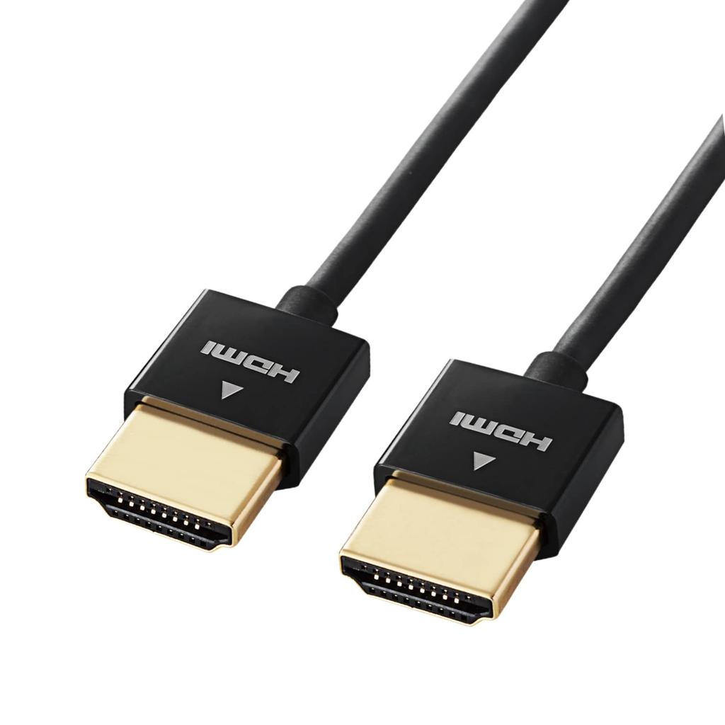 Elecom HDMI-Kabel, ultrafein, High Speed, 1 m, superdünn, SPEED mit ETHERNET, dreifach geschirmt, vergoldet, ARC, kompatibel mit Game Black Ver1.4 4K/2K [HIGH