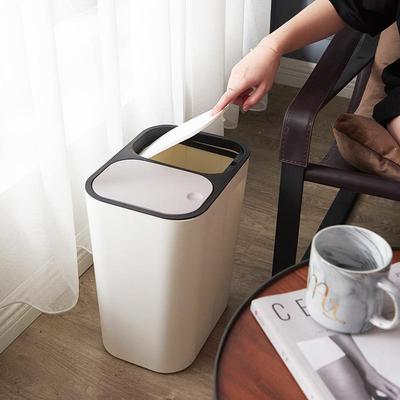 Papelera de Prensa con Doble Compartimento y Tapas para Separación Húmedo/Seco - Ideal para Cocina y Sala de Estar