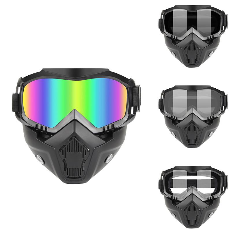 1 Piece Adjustable Motorcycle Goggles Dustproof Moto Glasses Breathable Full Face Protective Motorbike Dirt Bike Off-Road Mask