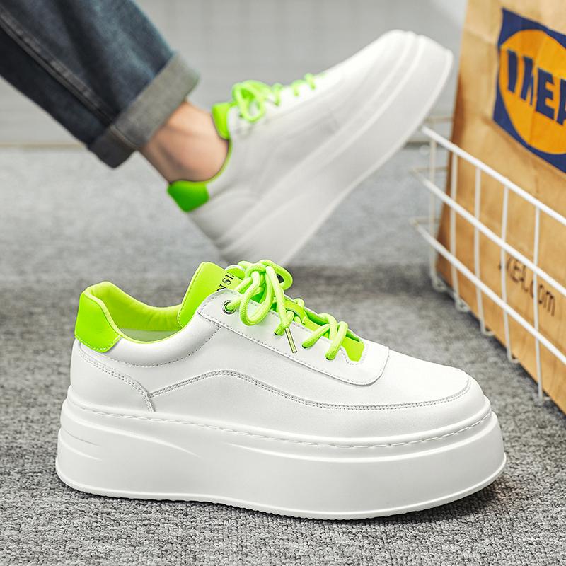 Fashion New Men's White Patent Leather Height Increasing Shoes Male Sports Walking Sneakers Tenis Masculino Zapatos Hombre