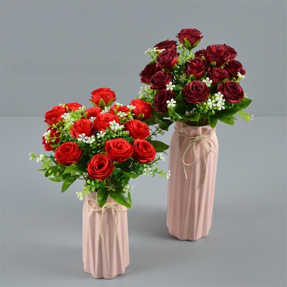 30CM Hedvábná kytice růží 7 hlav Umělá růže Realistické umělé květiny Svatba Domácí dekorace