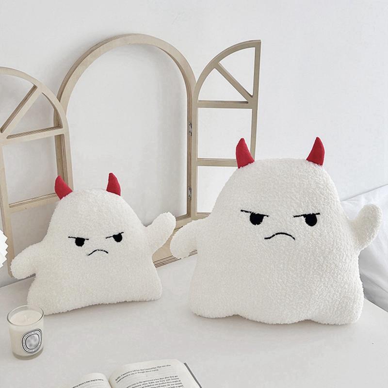 Halloween Home Decor Cotton White Cloud Ghost Pillow Kawaii Soft Plush Toy Funny Cozy Cushion