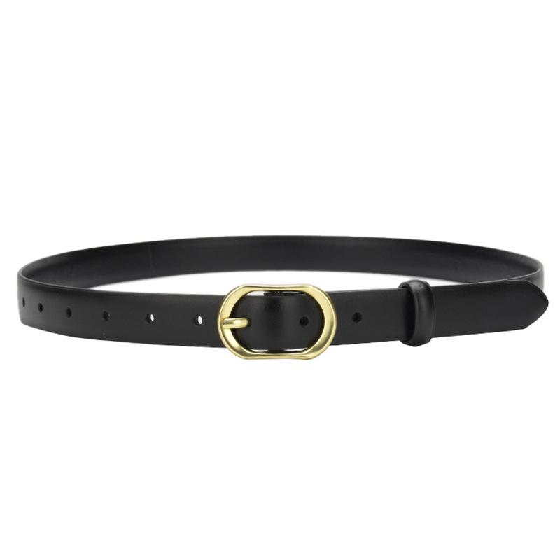 Simple Oval Buckle Pin Buckle Women'S Belt Leather Decorative Suit Skirt Women'S Belt Women