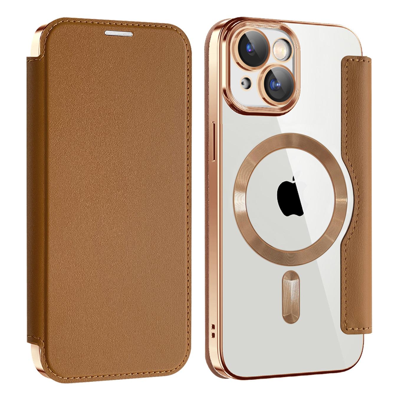 

Чехол-книжка из кожи Golden Shield Business с магнитным покрытием, подходит для iPhone 16Plus, чехол для мобильного телефона Apple, противоугонная щетка 15ProMax iPhone 16 Pro Max коричневый