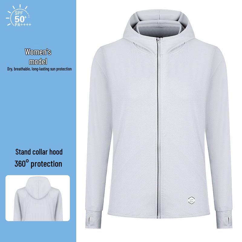 

Summer Women s High-Quality Ice Silk Sun Protection Jacket for Outdoor Activities 3XL світло-сірий колір