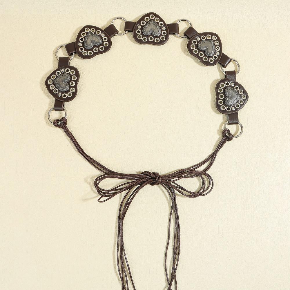 PU Leather Cowgirl Buckle Belt Zinc Zinc Alloy Heart Hollow Belt Simple Cowboy Waistband Dress Decoration