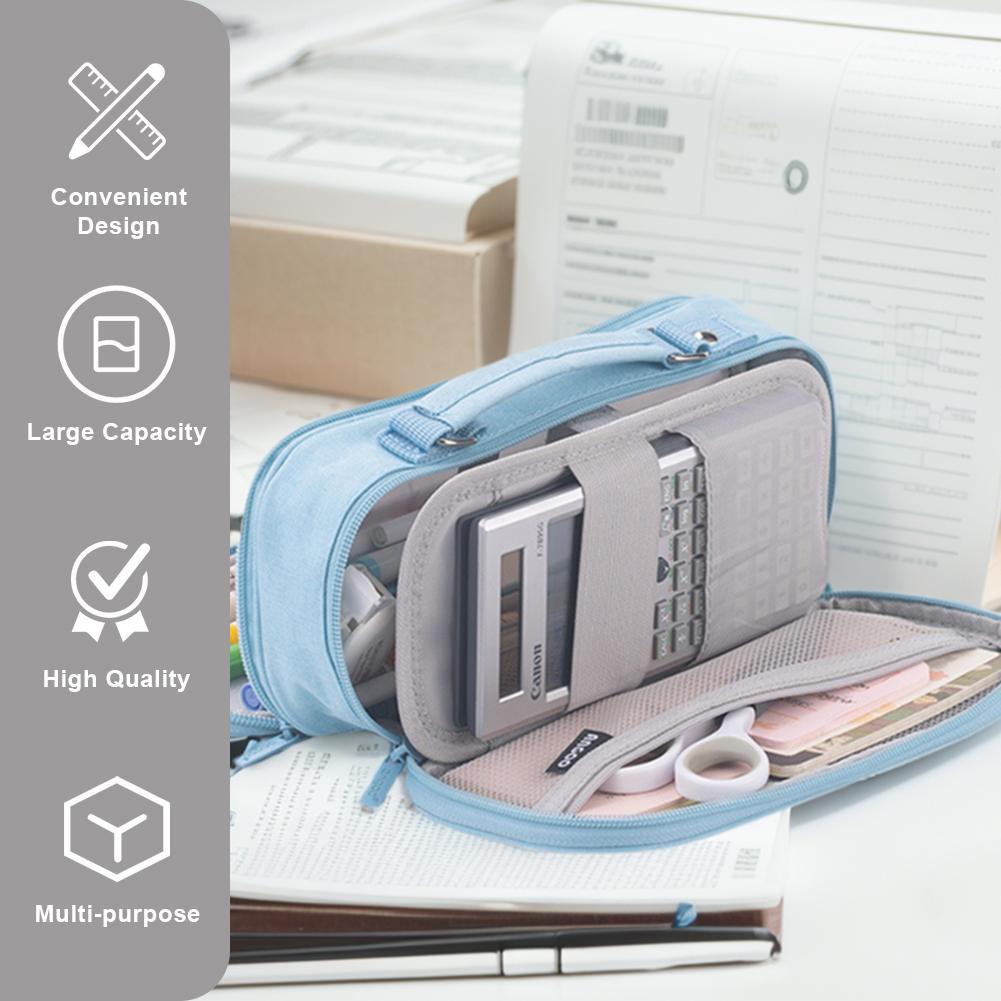 Kawaii Pencil Case Large Capacity Double Side Opened Pencil Bag 3 Compartment  Student Stationery Organizer School Supplies