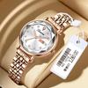 Origineel Dames Stalen Band Horloge met Vlinder Sluiting, Dubbele Datum, Lichtgevend, Waterdicht, Elegante Nieuwe Stijl.