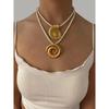 GHIDBK Exaggerated Stainless Steel Starfish Shell Conch Sun Pendant Necklaces for Women Fashion Ocean Style Jewelry Summer Beach